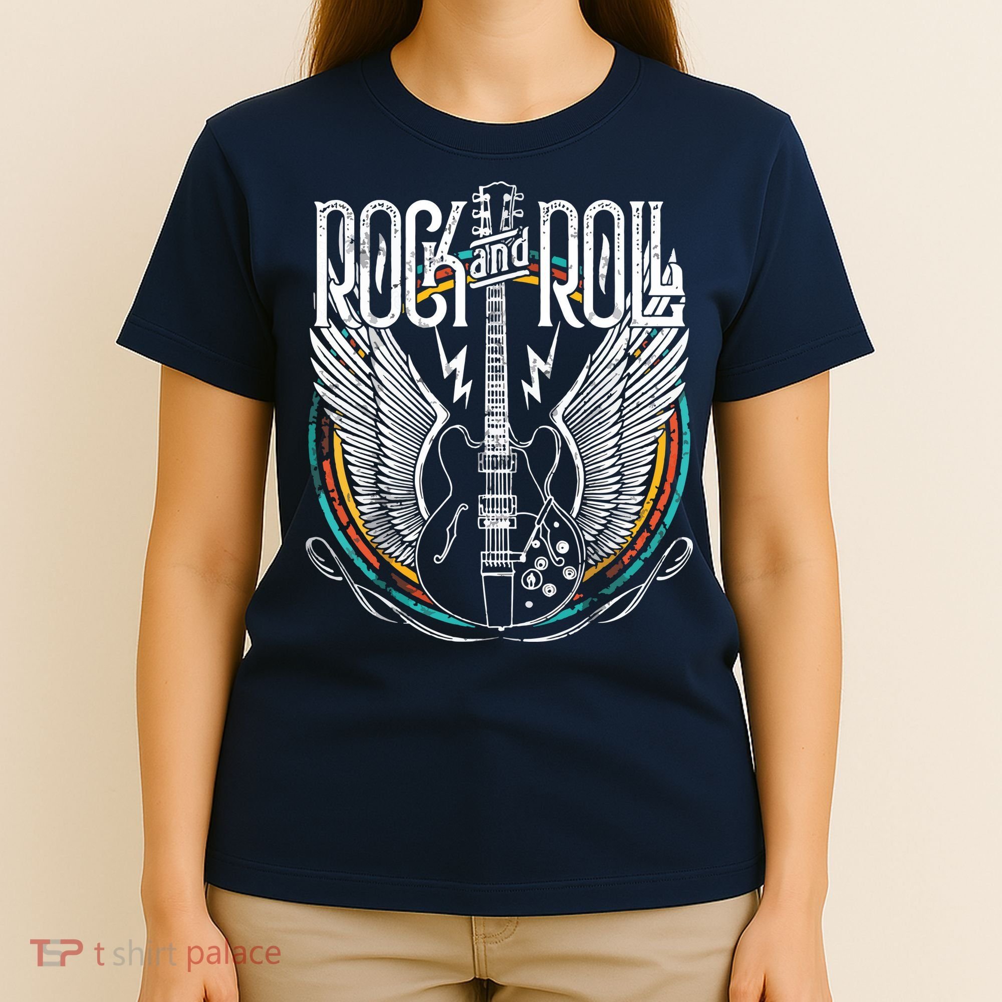 Vintage Retro 80s Rock Roll Music Guitar Wings T-Shirt