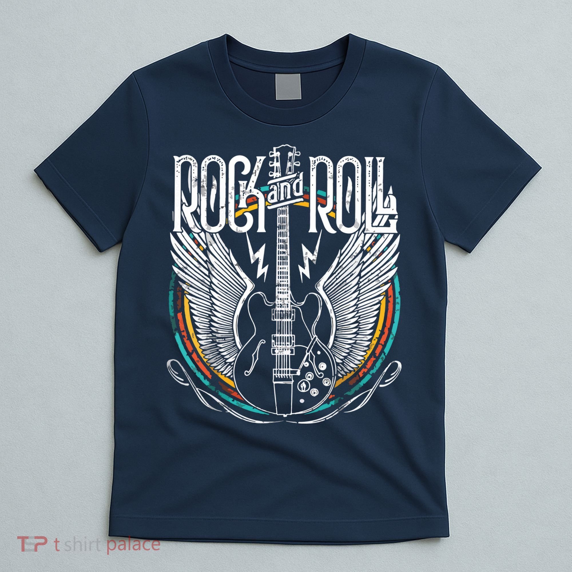 Vintage Retro 80s Rock Roll Music Guitar Wings T-Shirt