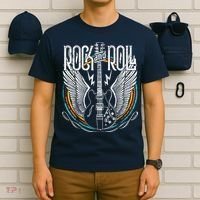 Vintage Retro 80s Rock Roll Music Guitar Wings T-Shirt thumb 6