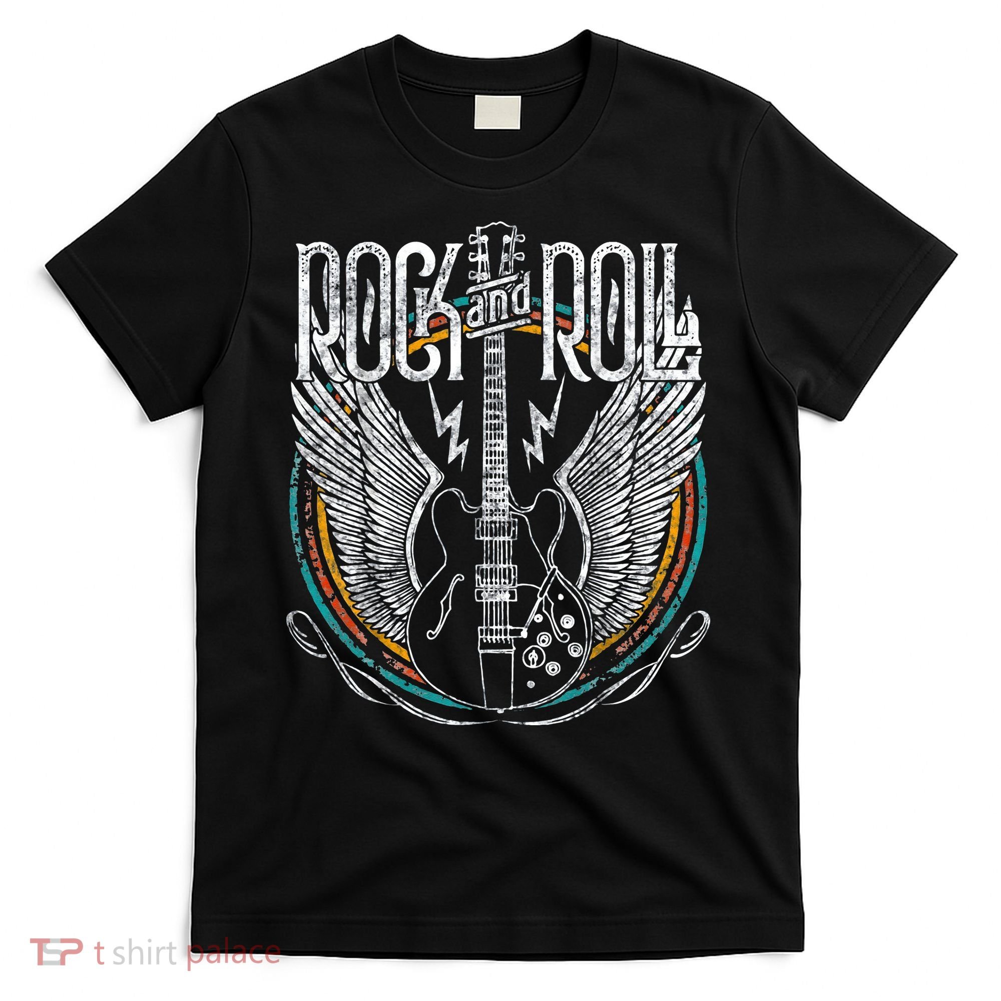 Vintage Retro 80s Rock & Roll Music Guitar Wings T-Shirt