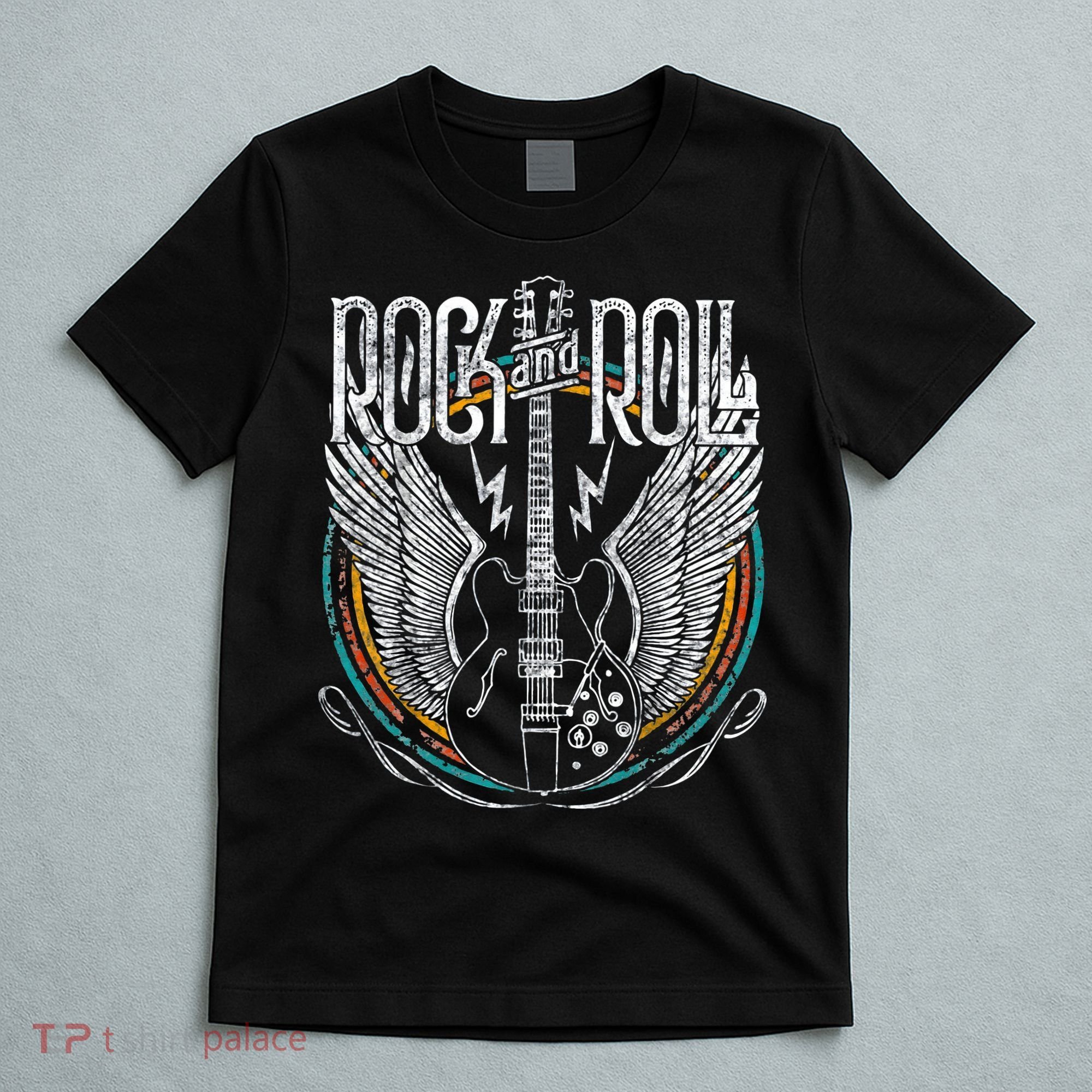 Vintage Retro 80s Rock & Roll Music Guitar Wings T-Shirt