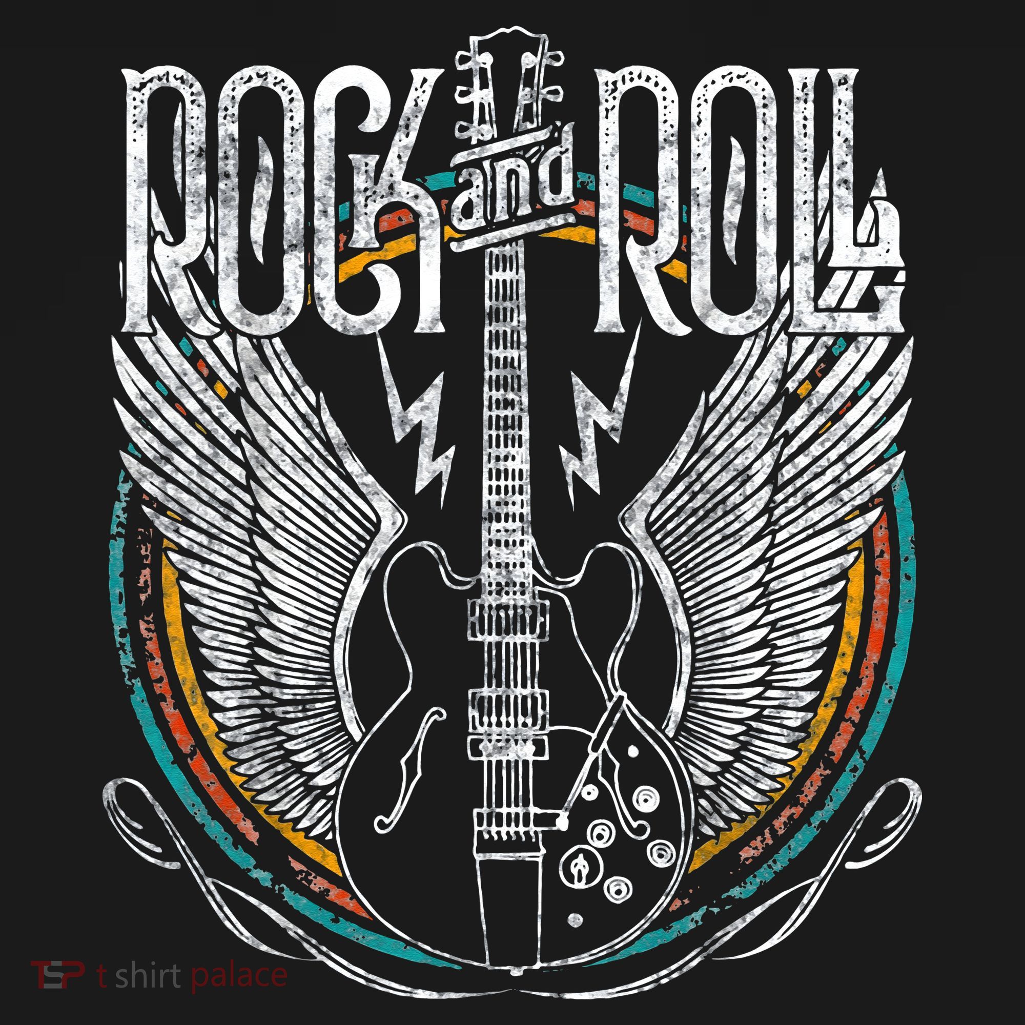 Vintage Retro 80s Rock & Roll Music Guitar Wings T-Shirt