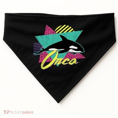 Vintage Retro 80s Or 90s Orca Killer Whale Gift USA-Made Doggie Bandana