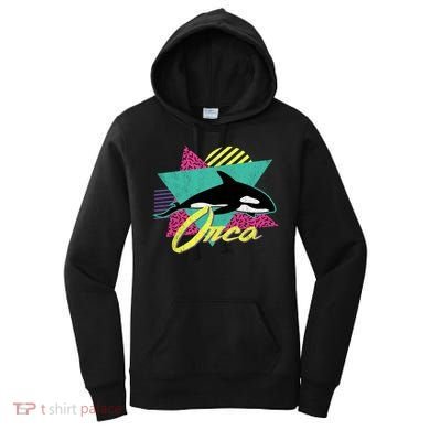 Vintage Retro 80s Or 90s Orca Killer Whale Gift Women's Hoodie