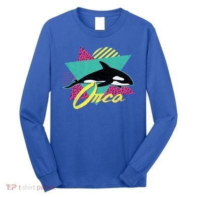 Vintage Retro 80s Or 90s Orca Killer Whale Gift Long Sleeve Shirt