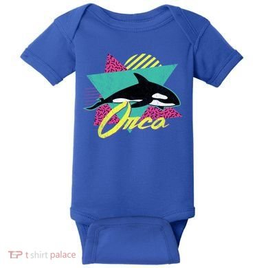 Vintage Retro 80s Or 90s Orca Killer Whale Gift Baby Bodysuit