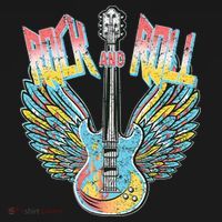 Vintage Retro 80s Rock & Roll Music Electric Guitar Wings T-Shirt thumb 7