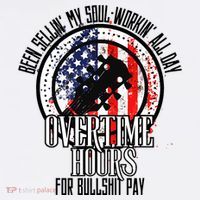 Vintage Retro America Flag Overtime Hours For Bull Pay T-Shirt thumb 7