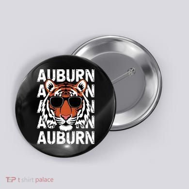 Vintage Retro Auburn Style Classic Tiger With Sunglasses Button