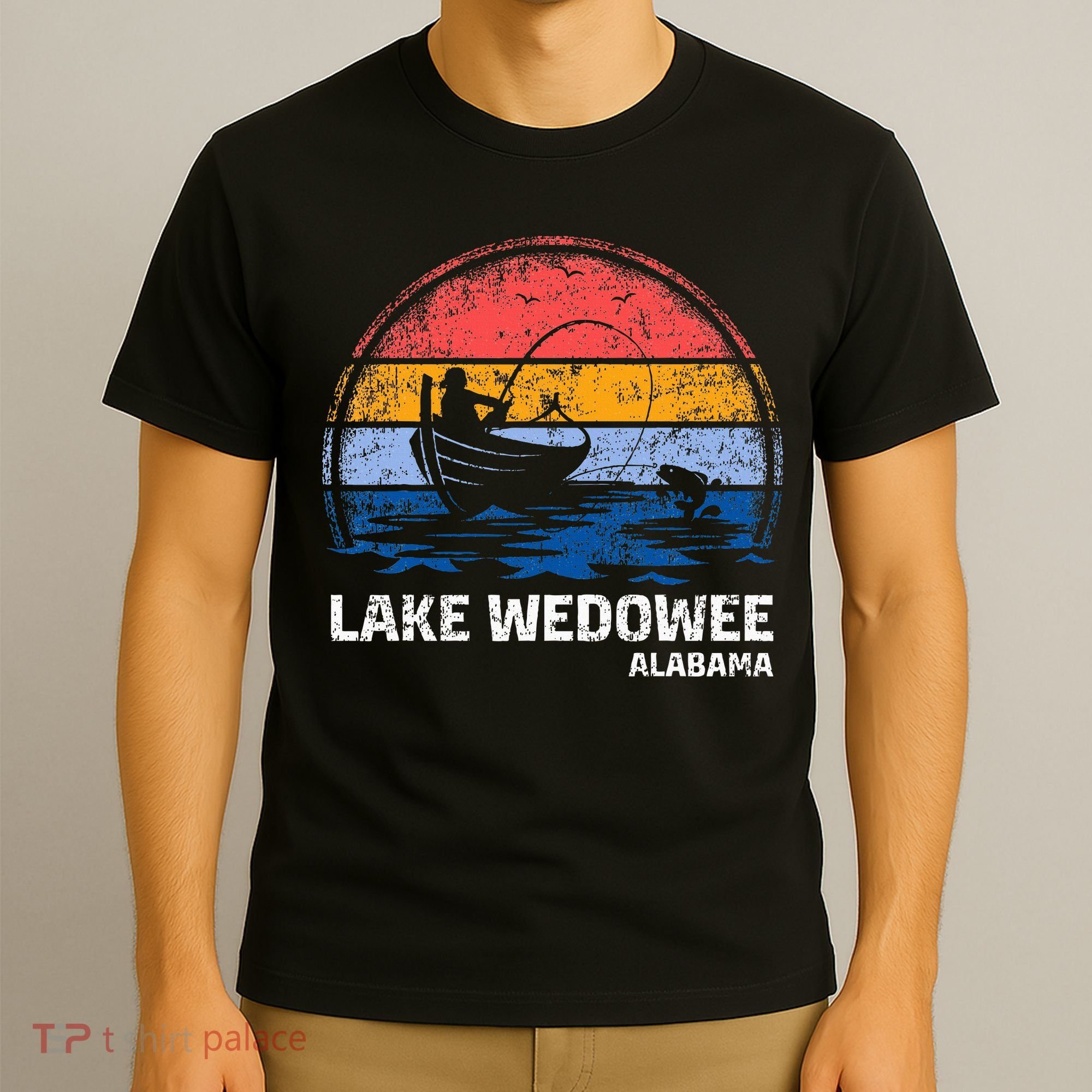 Vintage Retro Alabama Wedowee Lake Summer Fishing T-Shirt