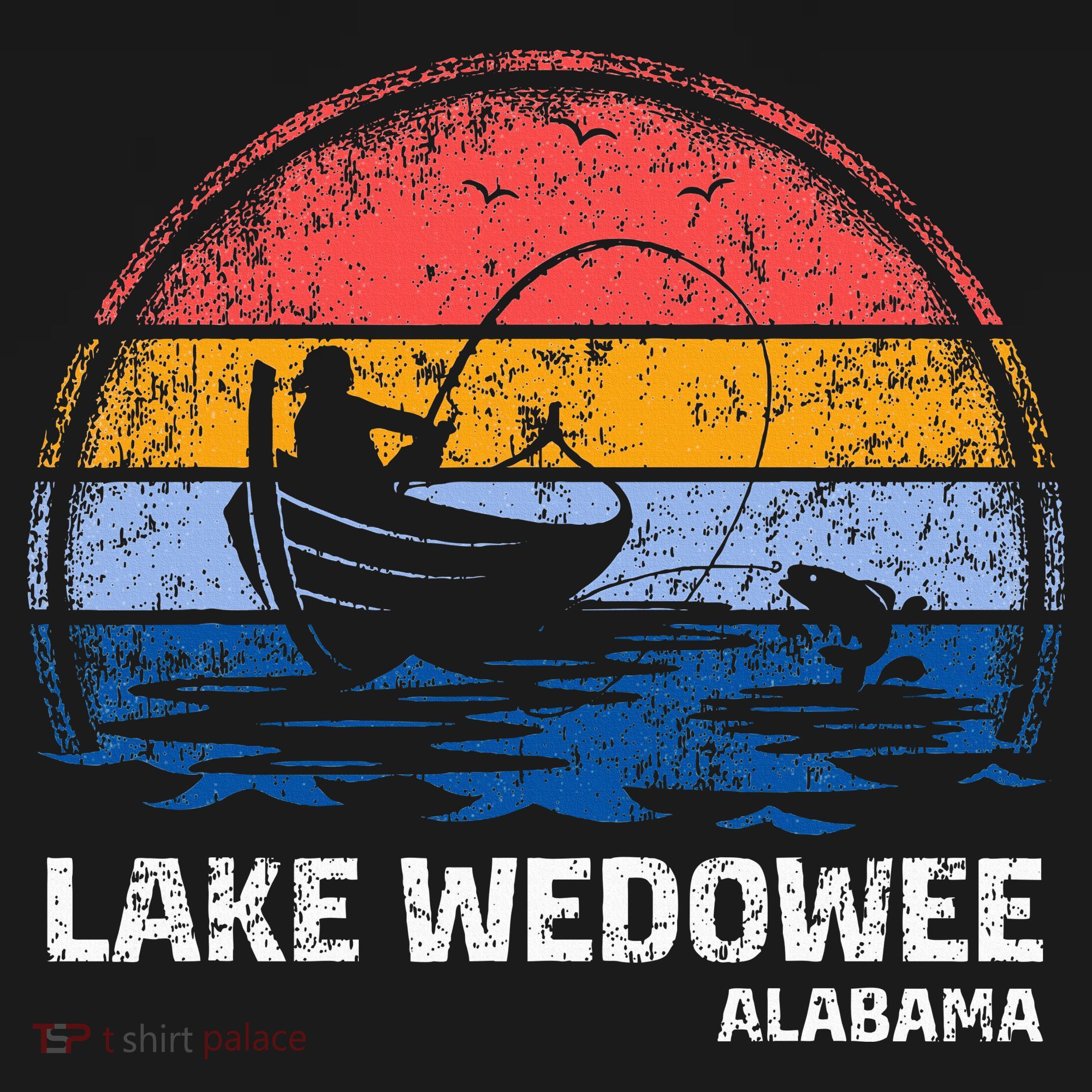 Vintage Retro Alabama Wedowee Lake Summer Fishing T-Shirt