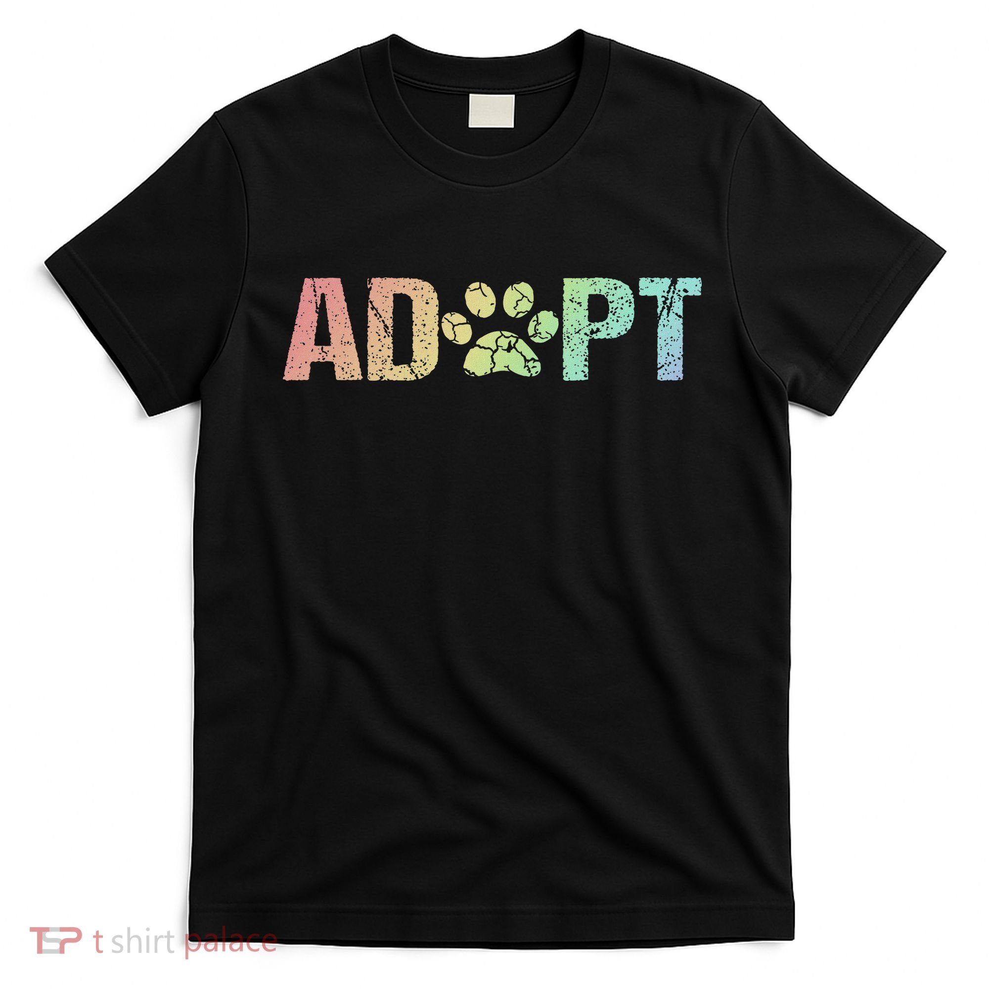 Vintage Rainbow Adopt A Dog Rescue Foster Adoption Month T-Shirt