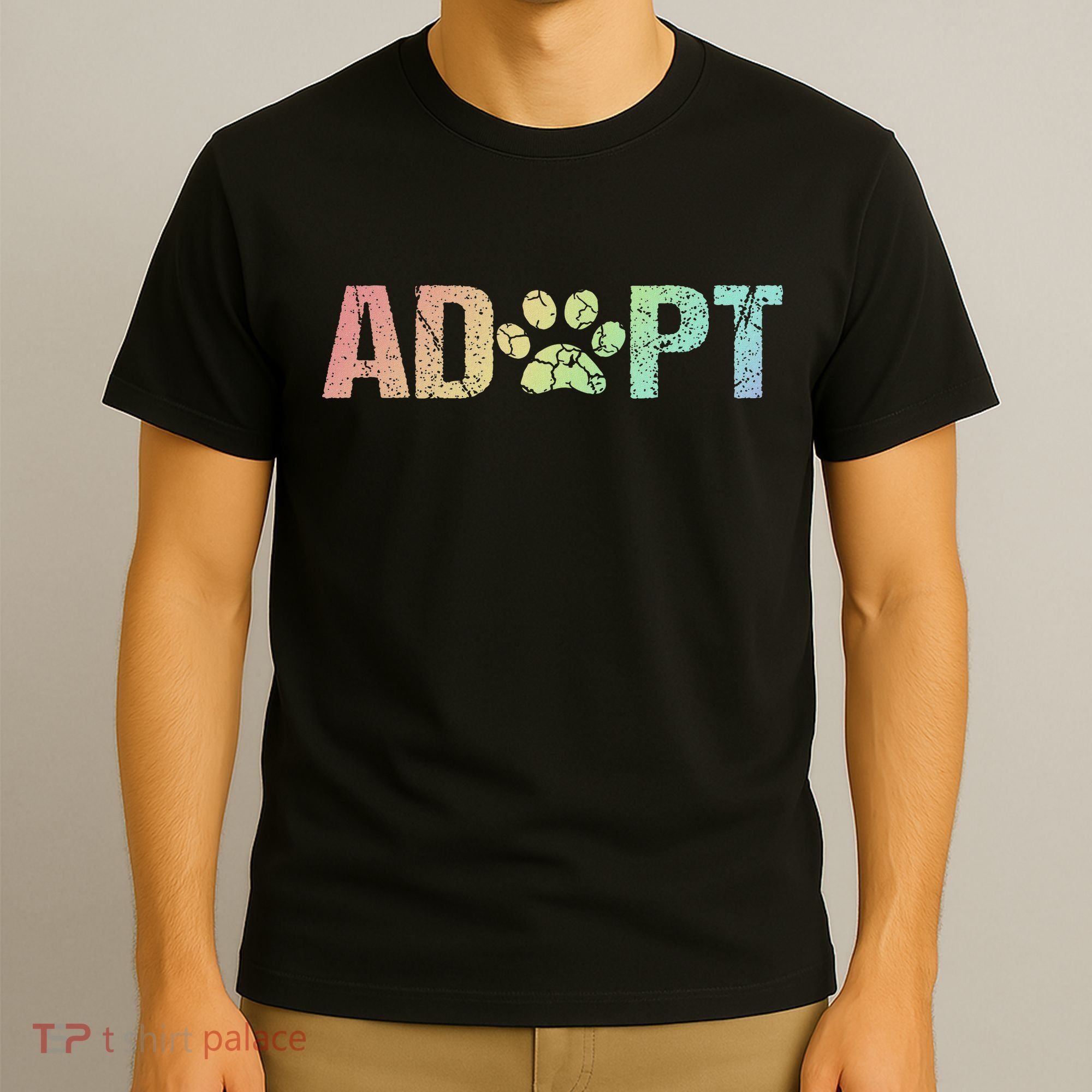 Vintage Rainbow Adopt A Dog Rescue Foster Adoption Month T-Shirt