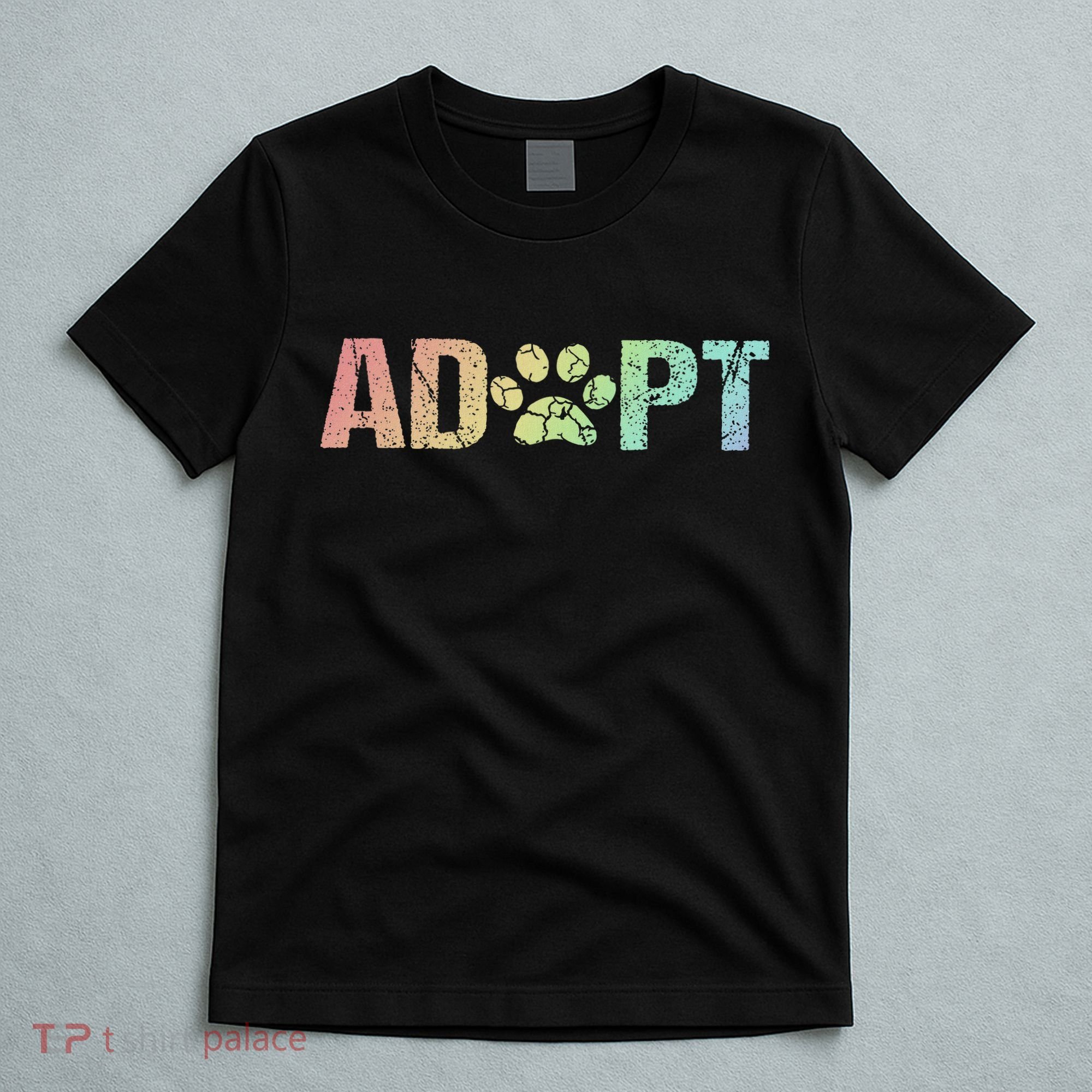 Vintage Rainbow Adopt A Dog Rescue Foster Adoption Month T-Shirt