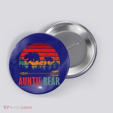 Vintage Retro Auntie Bear Funny Gift Button