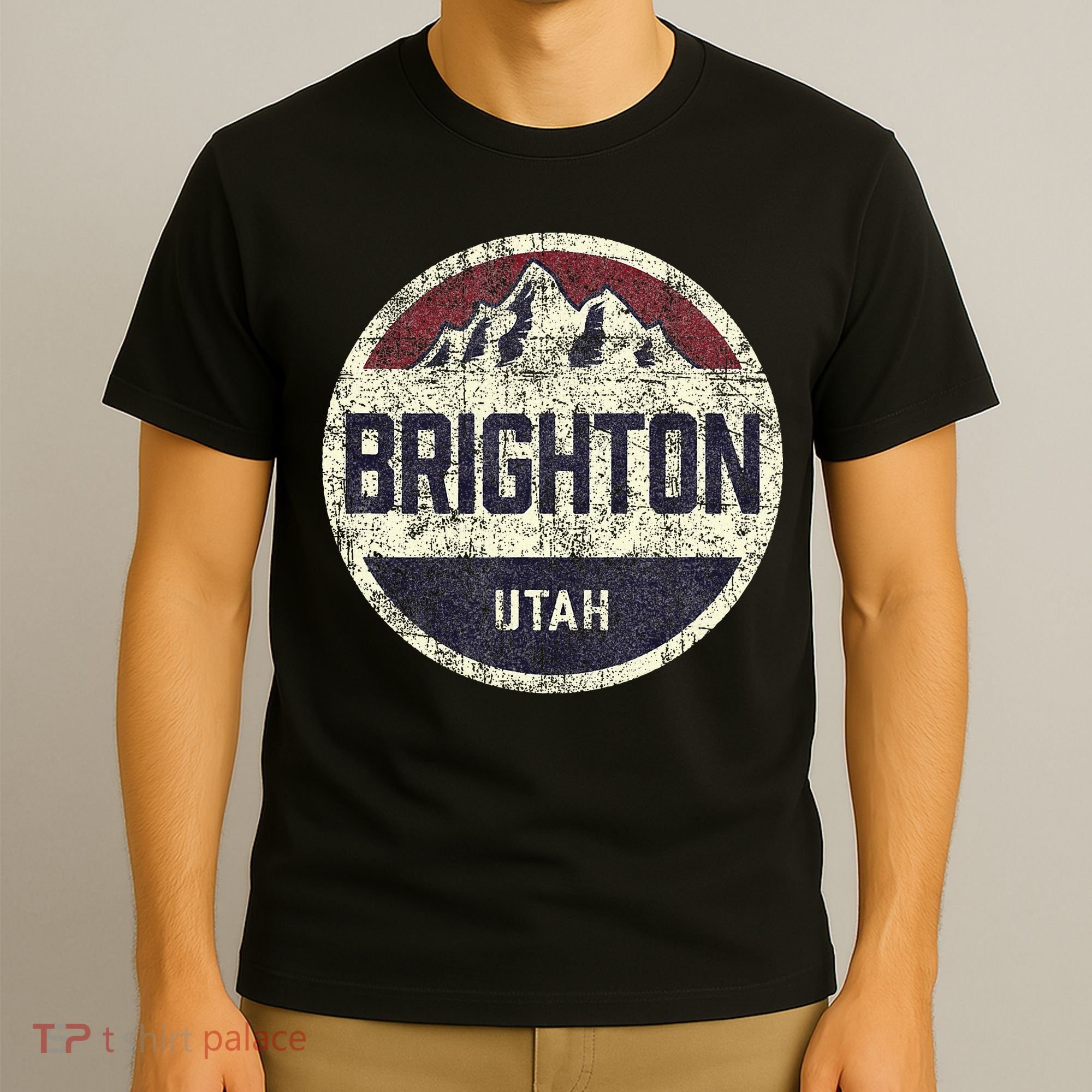 Vintage Retro Brighton Utah Mountain Circle Ski T-Shirt