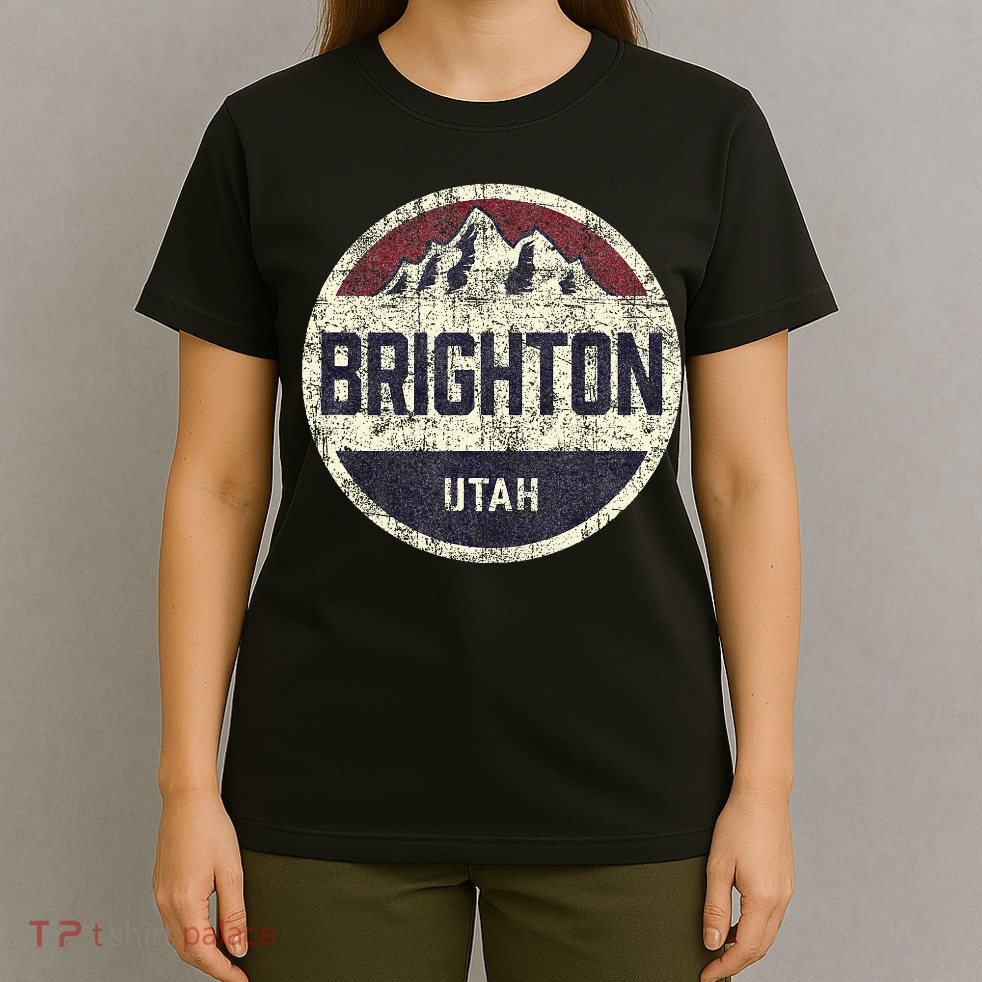 Vintage Retro Brighton Utah Mountain Circle Ski T-Shirt
