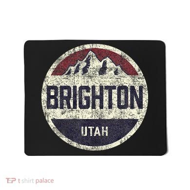 Vintage Retro Brighton Utah Mountain Circle Ski Mousepad