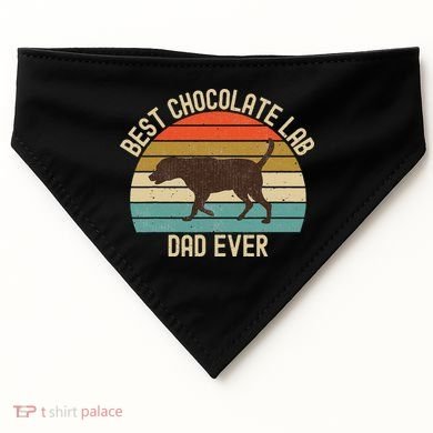 Vintage Retro Best Chocolate Lab Dad Ever Labrador Retriever USA-Made Doggie Bandana