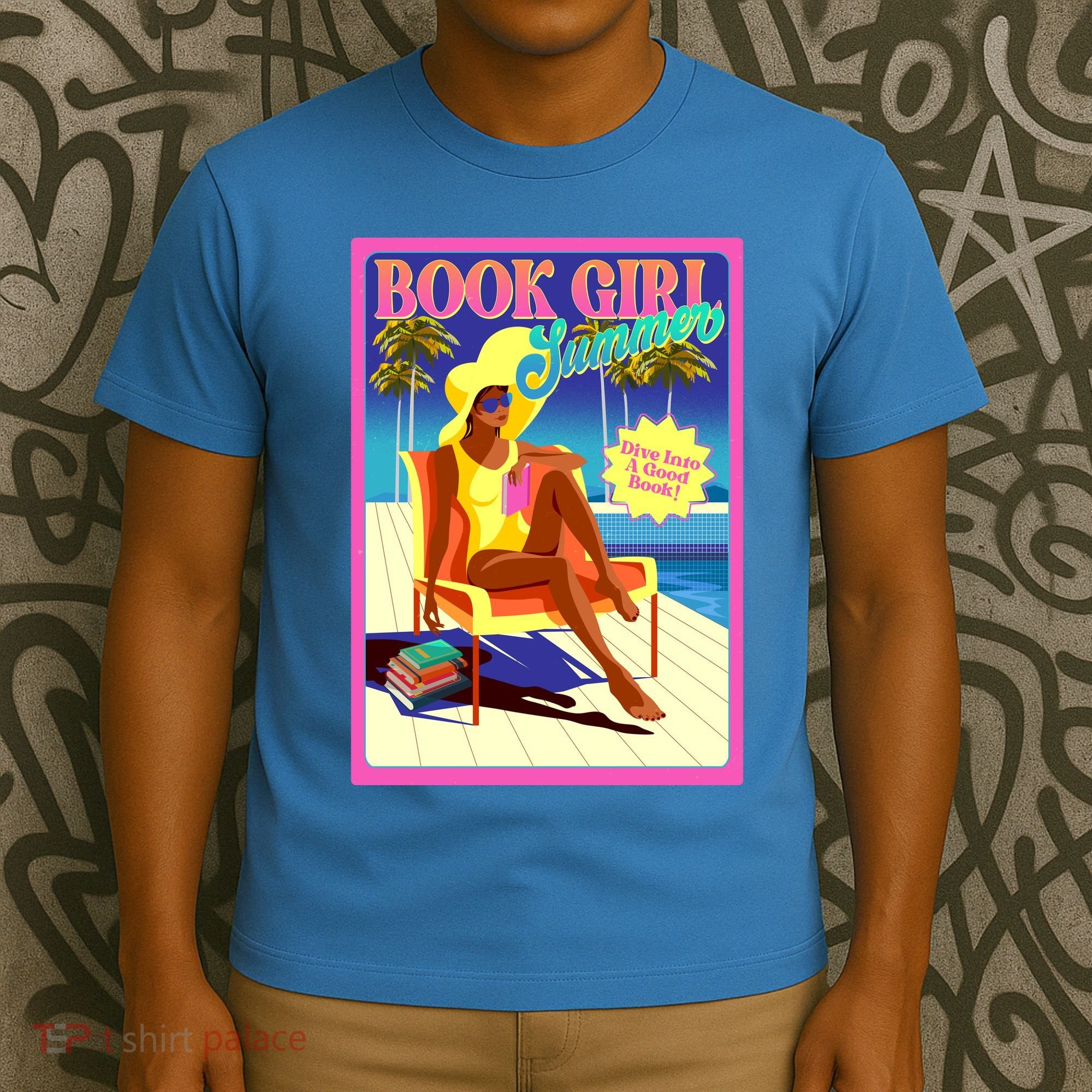 Vintage Retro Book Girl Summer Poster T-Shirt