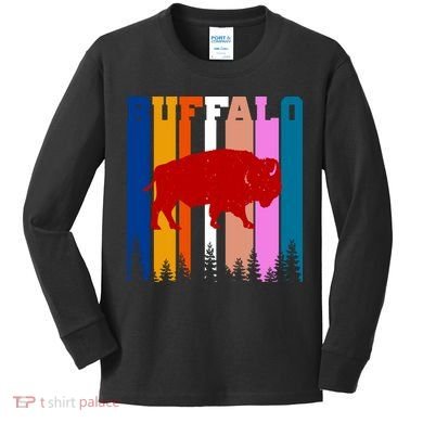 Vintage Retro Buffalo Kids Long Sleeve Shirt