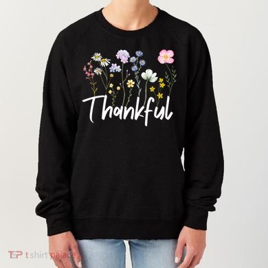 Vintage Retro Cute Thankful Flower Fall Season Floral Lover Women's Sweatshirt
