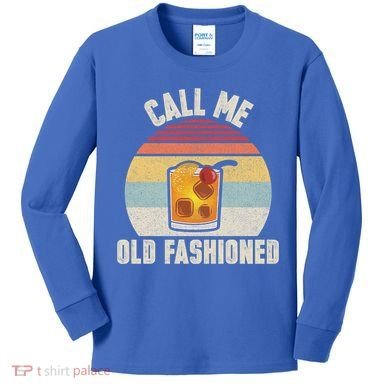 Vintage Retro Cocktail Call Me Old Fashioned Bartender Gift Kids Long Sleeve Shirt