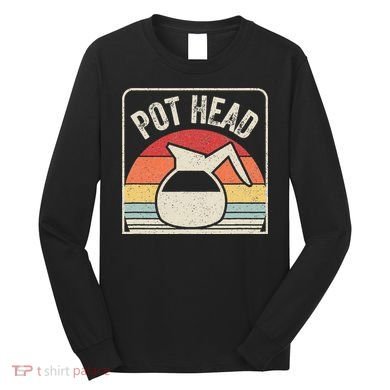 Vintage Retro Coffee Pot Head Long Sleeve Shirt