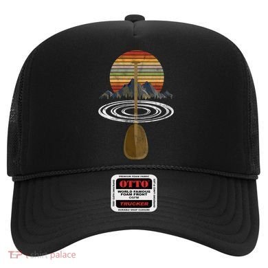 Vintage Retro Canoe Paddle And Mountains Rafting Gift Hat