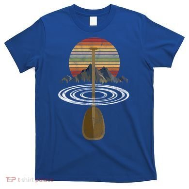 Vintage Retro Canoe Paddle And Mountains Rafting Gift T-Shirt