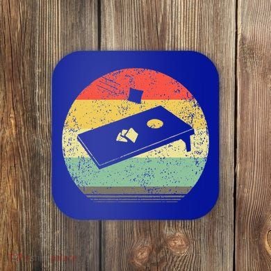 Vintage Retro Cornhole Graphic Distressed Bean Bag Gift Coaster