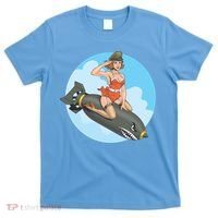 Vintage Retro Comic Style Sexy Woman Riding A Bomb T-Shirt thumb 0