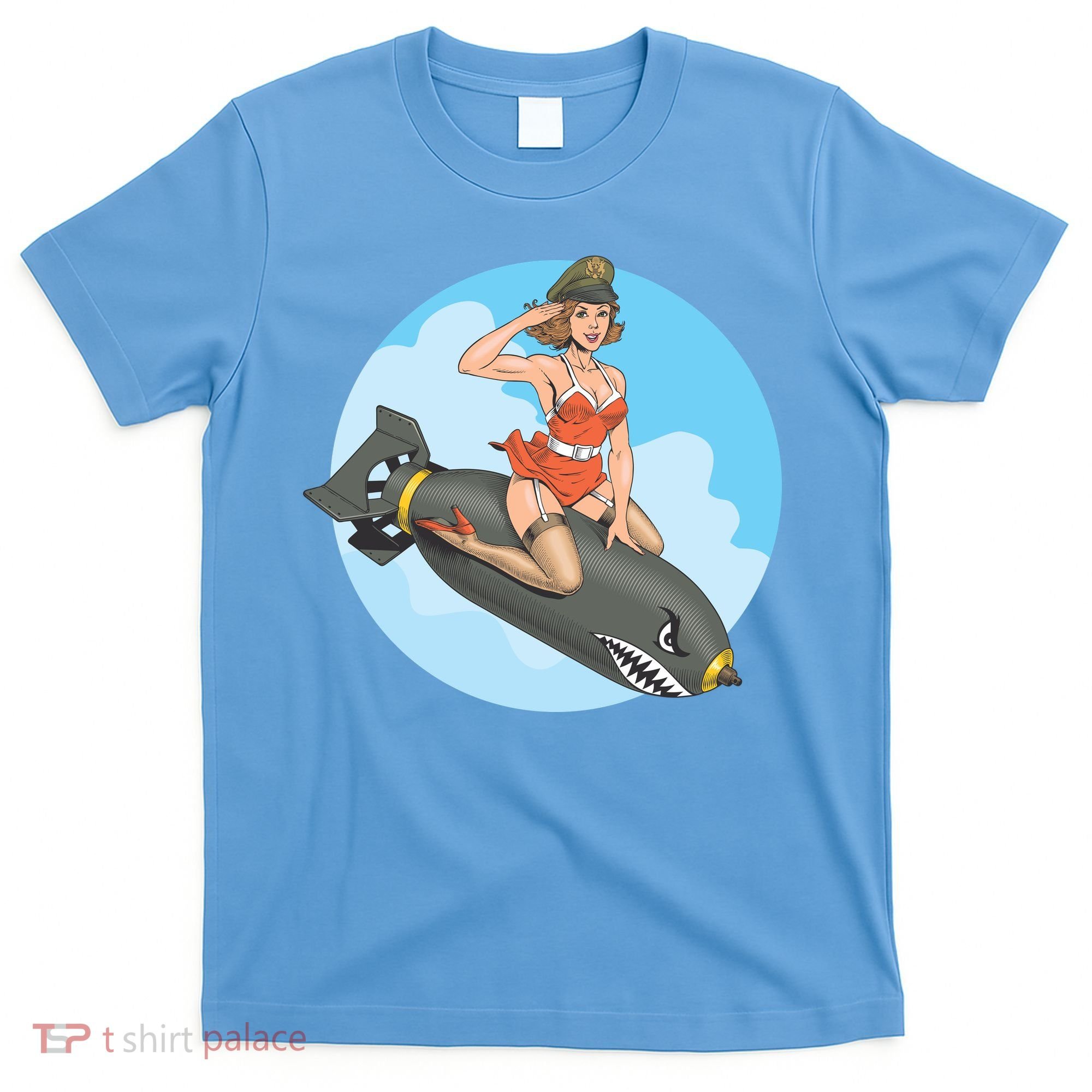 Vintage Retro Comic Style Sexy Woman Riding A Bomb T-Shirt