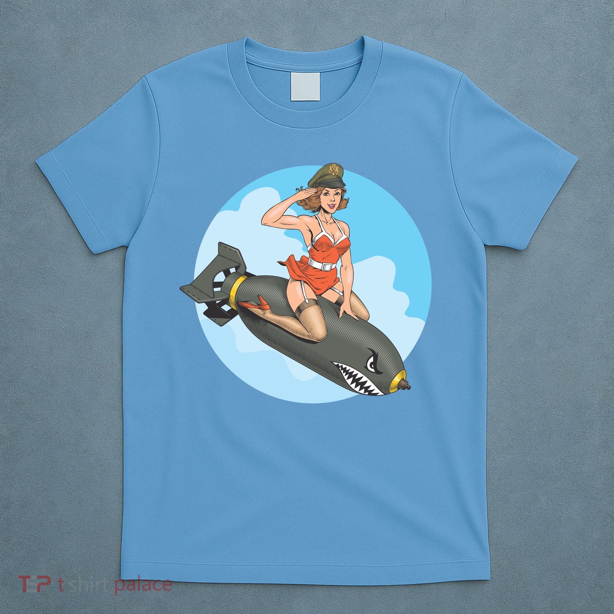 Vintage Retro Comic Style Sexy Woman Riding A Bomb T-Shirt