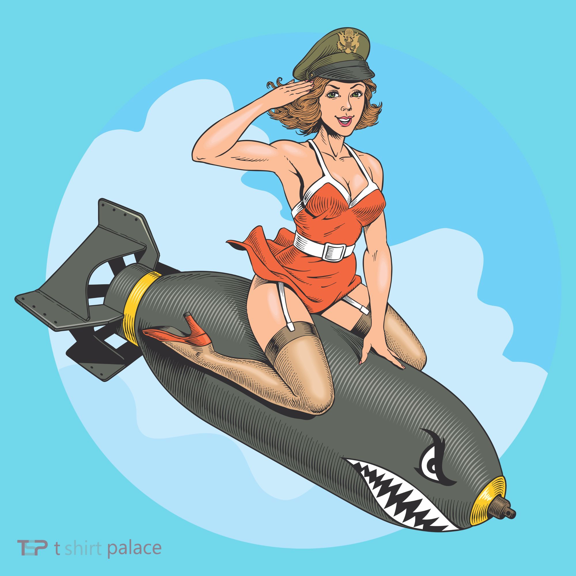 Vintage Retro Comic Style Sexy Woman Riding A Bomb T-Shirt