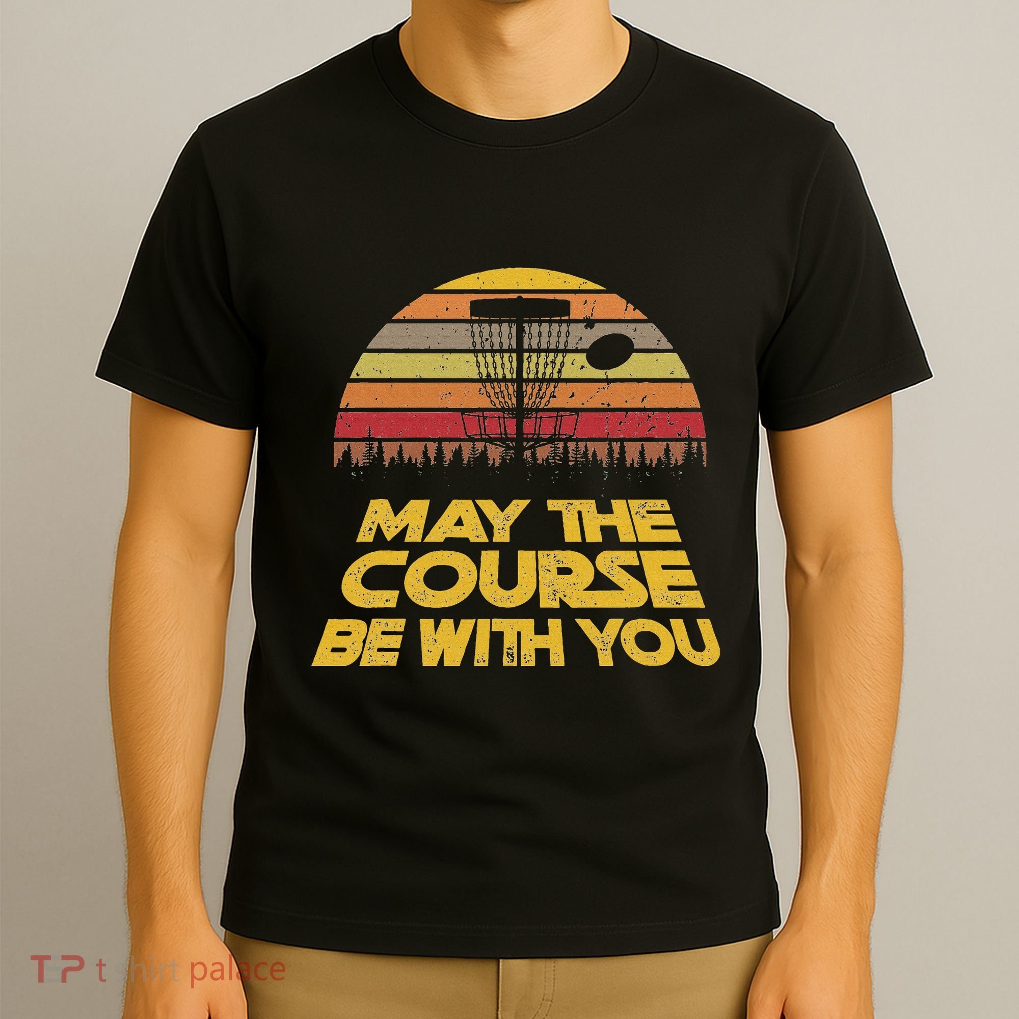 Vintage Retro Disc Golf May The Course Be With You T-Shirt