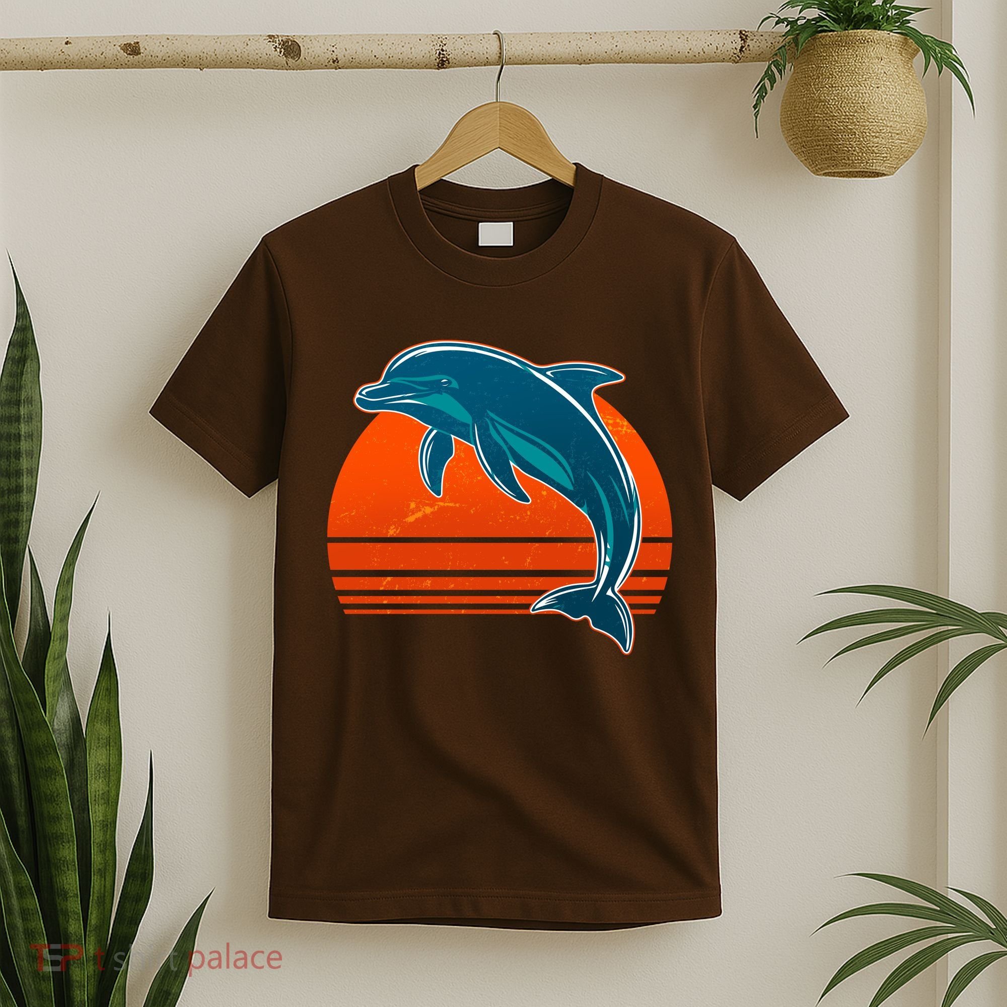 Vintage Retro Dolphin Football Sport T-Shirt