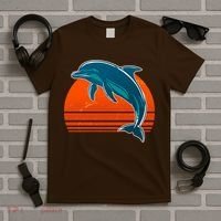 Vintage Retro Dolphin Football Sport T-Shirt thumb 5