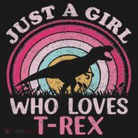 Vintage Retro Dinosaur Just A Girl Who Loves T Rex T-Shirt thumb 7