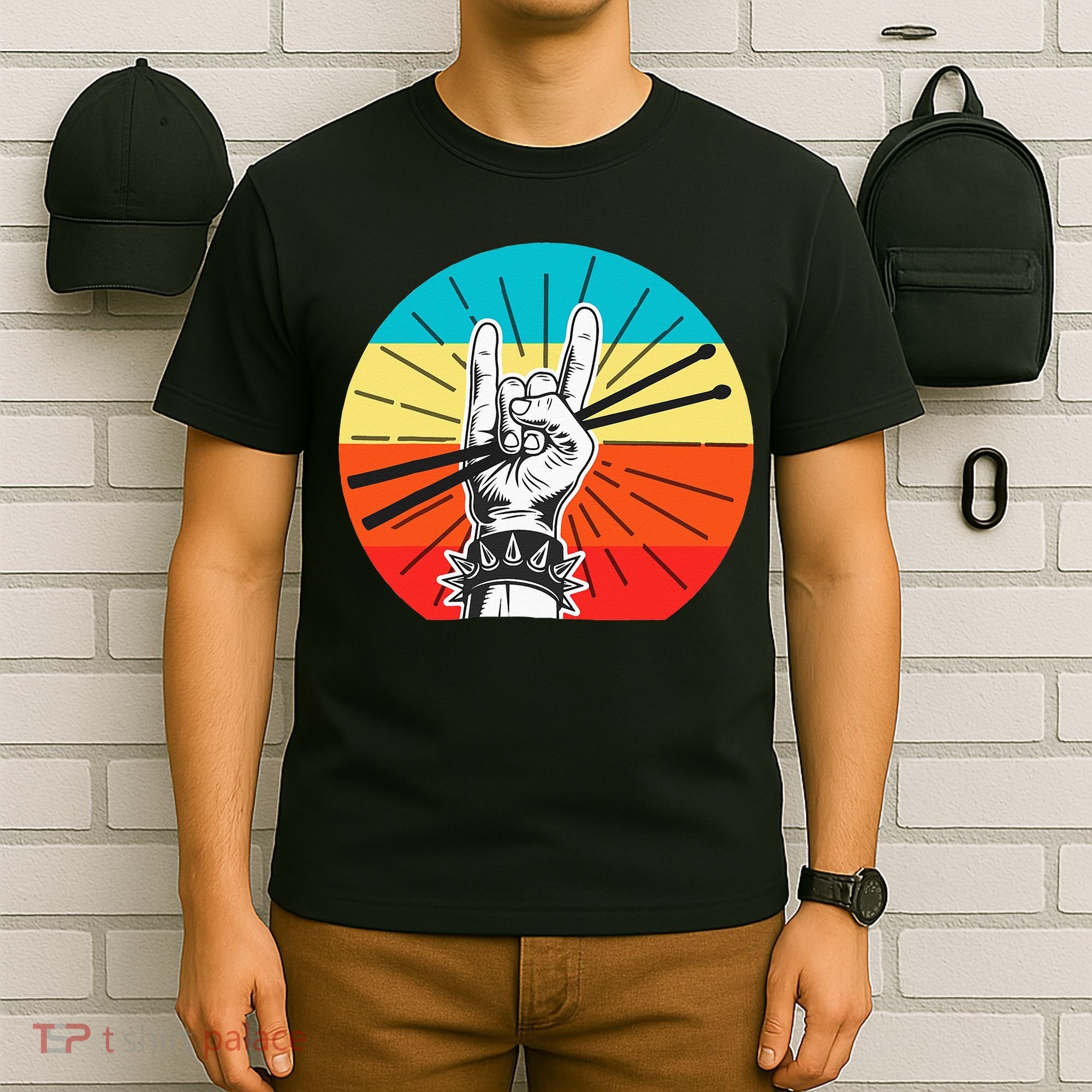 Vintage Retro Drummer Drums Drumstick Drumset Music Lover T-Shirt