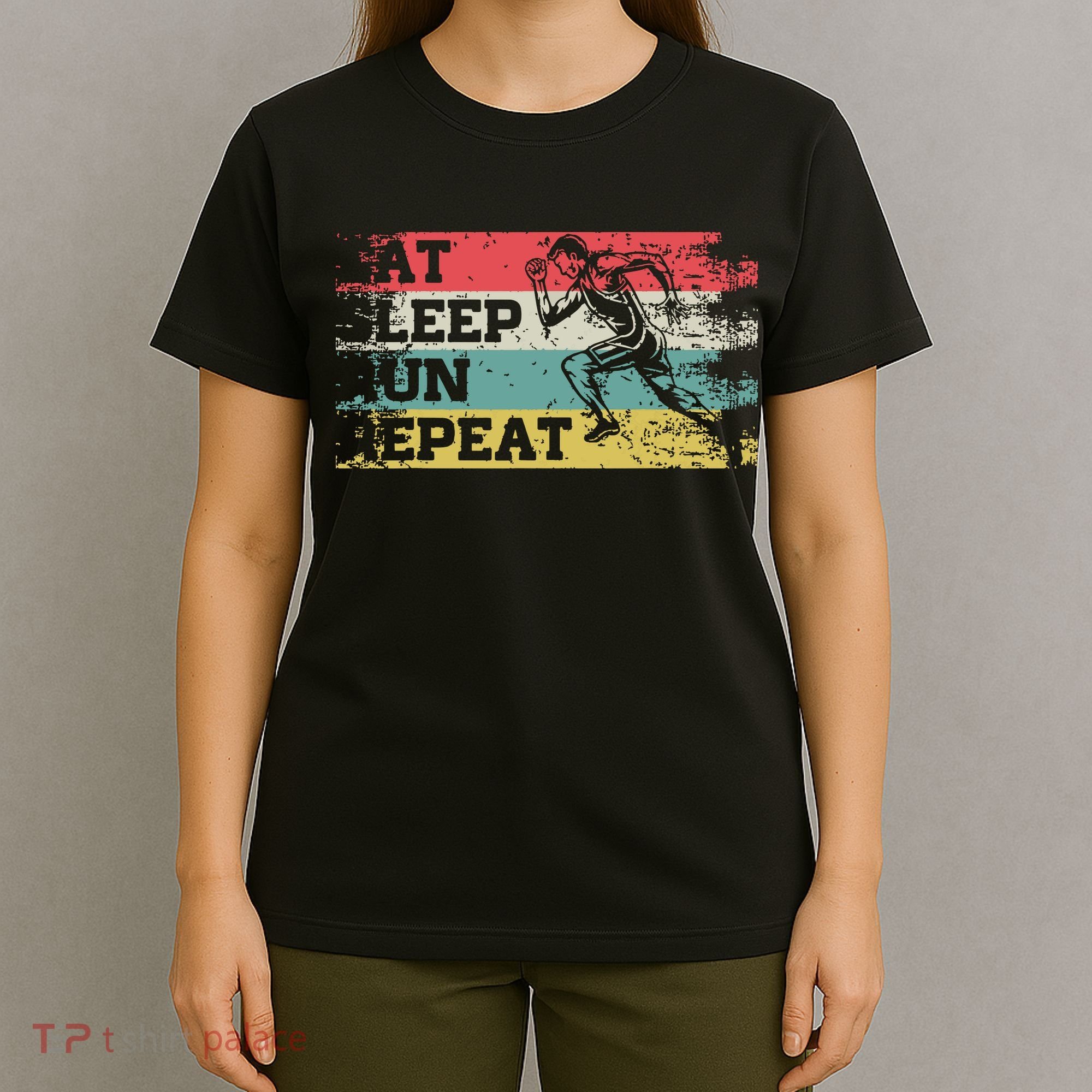 Vintage Retro Eat Sleep Run Repeat Funny Running Runner Gift T-Shirt