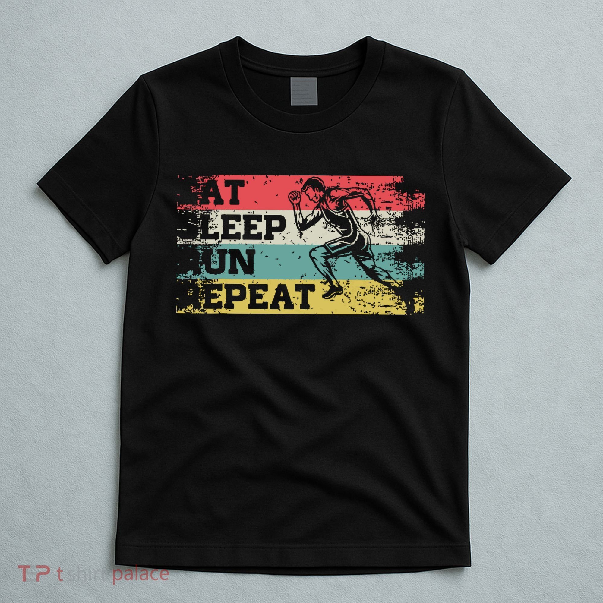 Vintage Retro Eat Sleep Run Repeat Funny Running Runner Gift T-Shirt