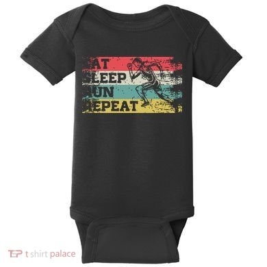 Vintage Retro Eat Sleep Run Repeat Funny Running Runner Gift Baby Bodysuit