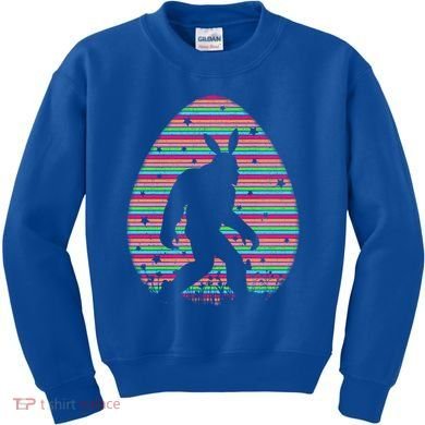 Vintage Retro Easter Egg Lover Funny Bigfoot Easter Sunday Gift Kids Sweatshirt
