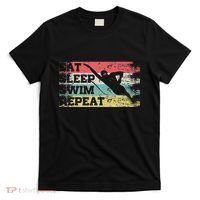 Vintage Retro Eat Sleep Swim Repeat Funny Swimmer Cool T-Shirt thumb 0