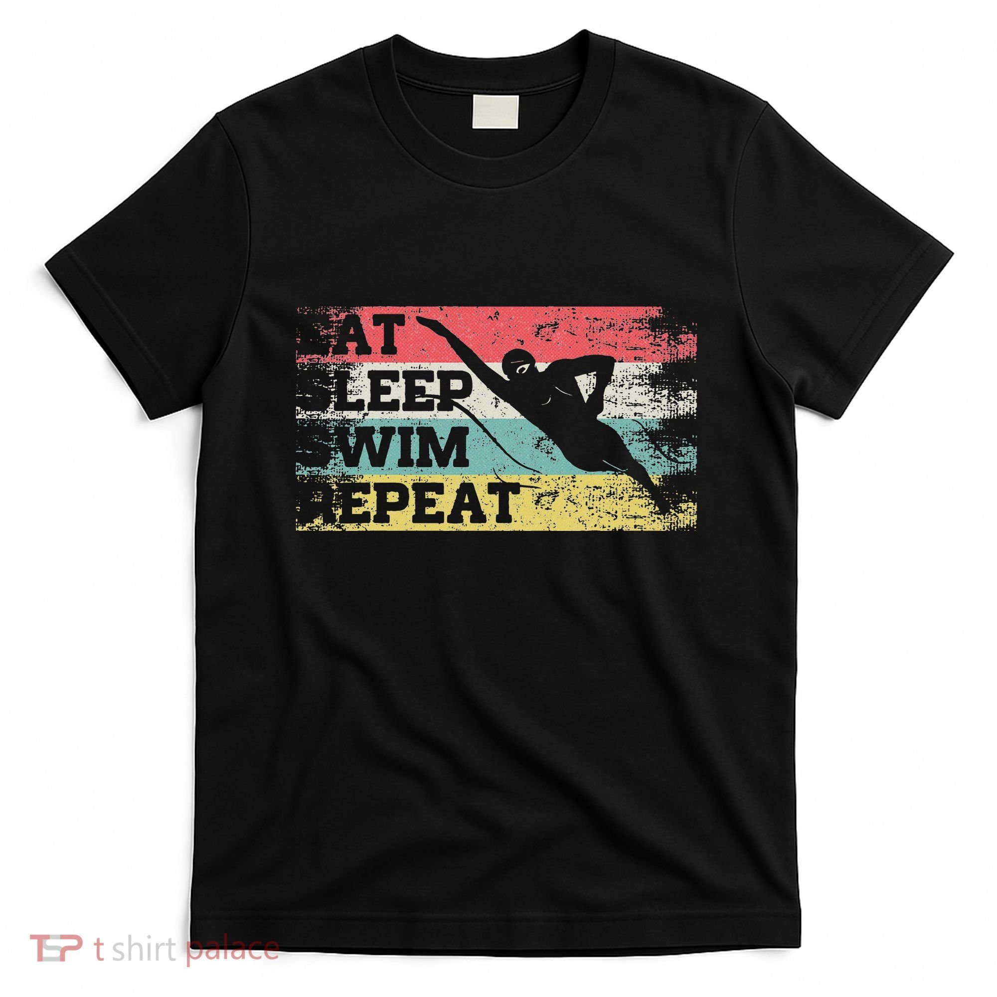 Vintage Retro Eat Sleep Swim Repeat Funny Swimmer Cool T-Shirt