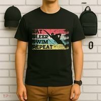 Vintage Retro Eat Sleep Swim Repeat Funny Swimmer Cool T-Shirt thumb 6