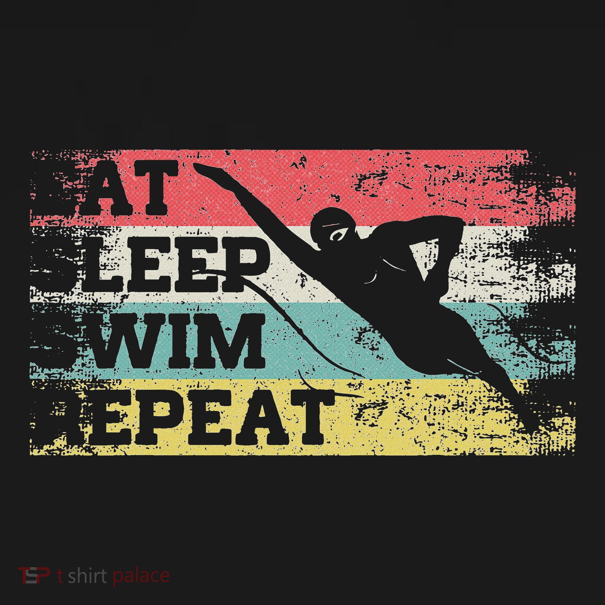 Vintage Retro Eat Sleep Swim Repeat Funny Swimmer Cool T-Shirt