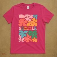 Vintage Retro Floral Summer T-Shirt thumb 5