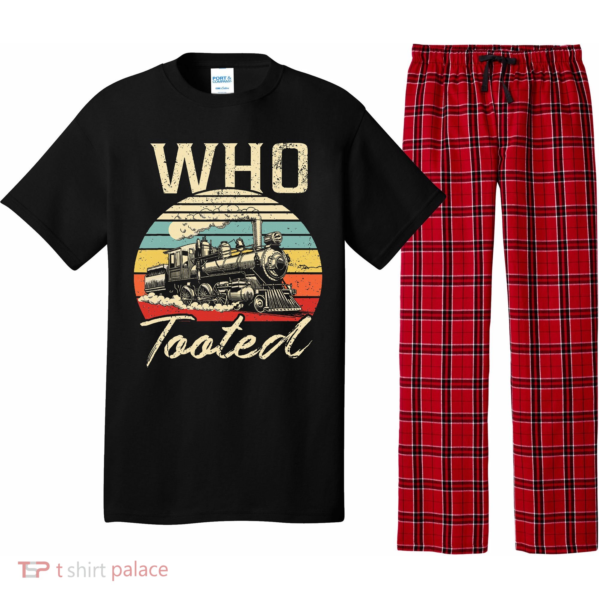 Vintage Retro Funny Train Lover Who Tooted Train Pajama Set